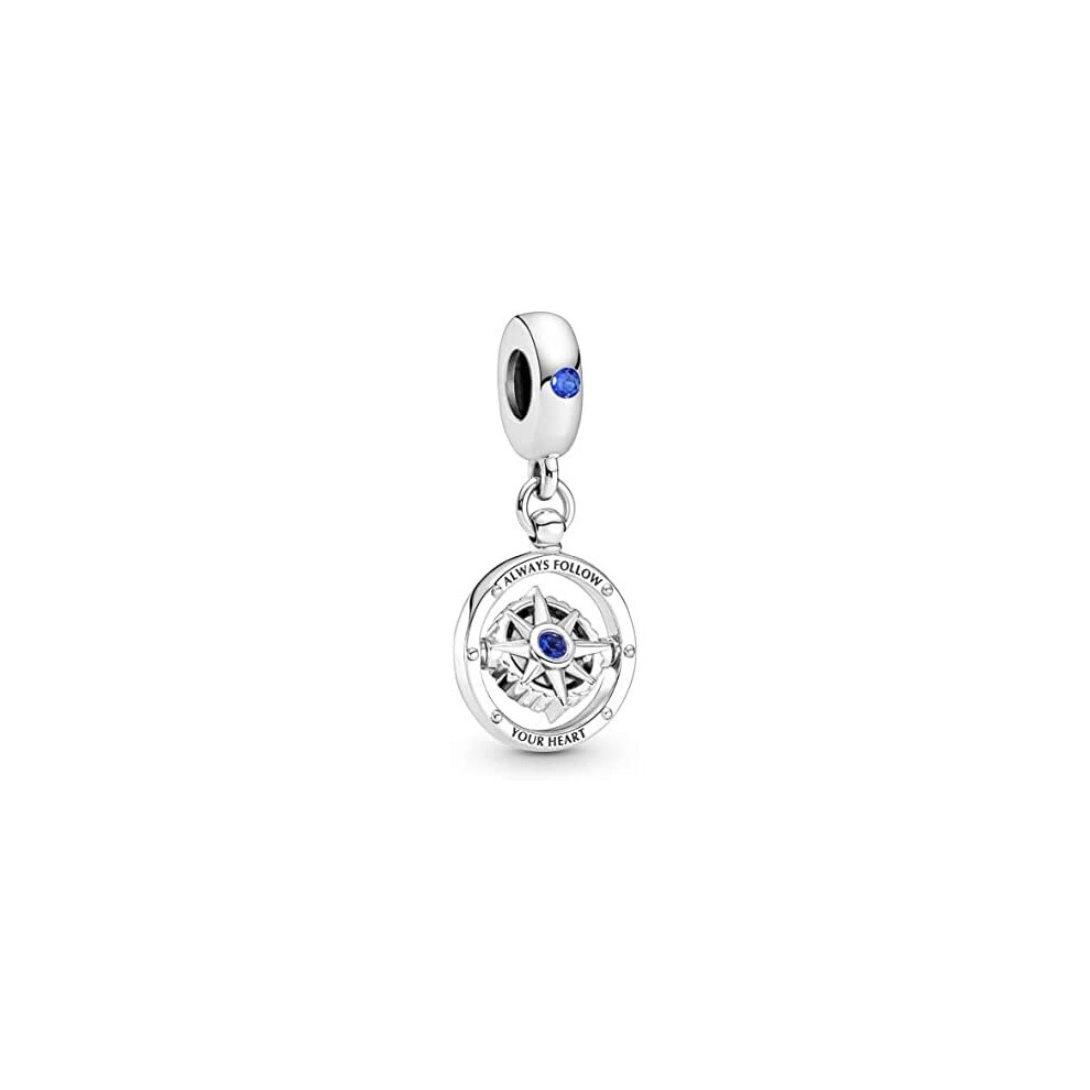 Pandora 790099C01 Sterling Silver Rotating Compass Charm with Crystals