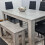 Grey Dining Table With 4 Black Metal Chairs & 1 Bench Dining Room Set 4