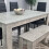 Grey Dining Table With 4 Black Metal Chairs & 1 Bench Dining Room Set 11