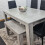Grey Dining Table With 4 Black Metal Chairs & 1 Bench Dining Room Set 8