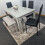Grey Dining Table With 4 Black Metal Chairs & 1 Bench Dining Room Set 5