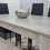 Grey Dining Table With 4 Black Metal Chairs & 1 Bench Dining Room Set 10