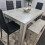 Grey Dining Table With 4 Black Metal Chairs & 1 Bench Dining Room Set 6
