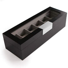 Wood Watch Box with Metal Clip and Glass Display