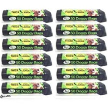 Roll of 50 Extra Strong TidyZ Black Doggy Waste Bags Dog Cat Rabbit With Tie Handle 32cm x 38cm (Pack of 12 - 600)