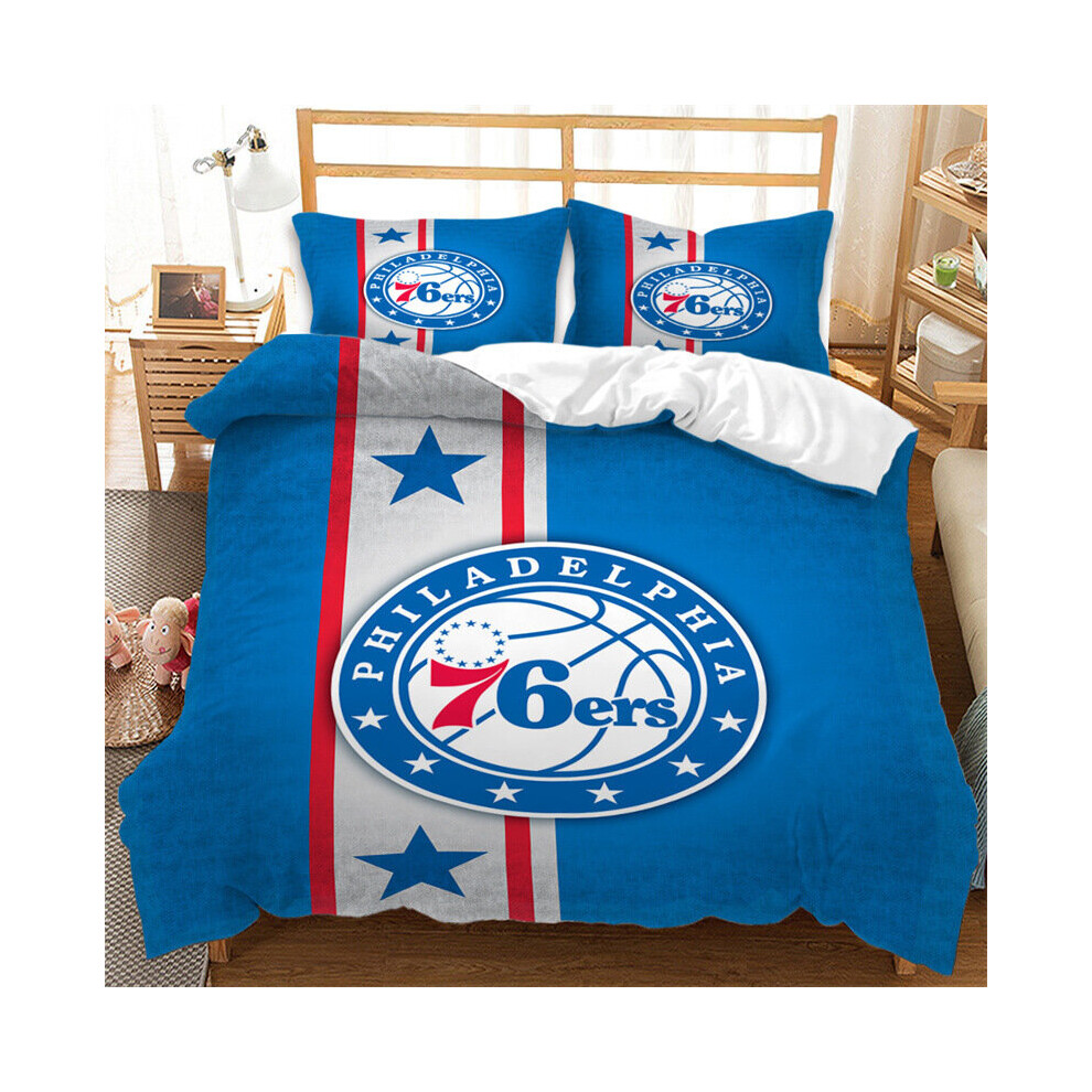 (King-240x220cm, 6) NBA Basketball Bedding Single Double Down Kids Quilt Cover Pillowcase Set