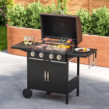 4-Burner Outdoor BBQ Propane Gas Grill with Wheels