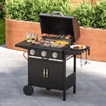 3-Burner Outdoor BBQ Propane Gas Grill with Wheels