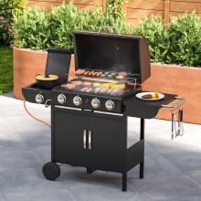 5-Burner Outdoor Gas Burner Side Burner BBQ Gill Black