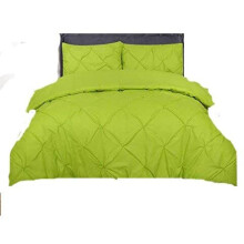 (Lime Green, Single) Fancy Pintuck Diamond Duvet/Quilt Cover With Pillowcases Bed Linen Set