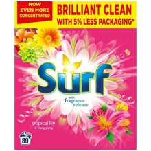 Surf Tropical Lily & Ylang-Ylang Laundry Powder 4 Kg - Concentrated Formula with Natural Essential Oils for Intense Fragrance