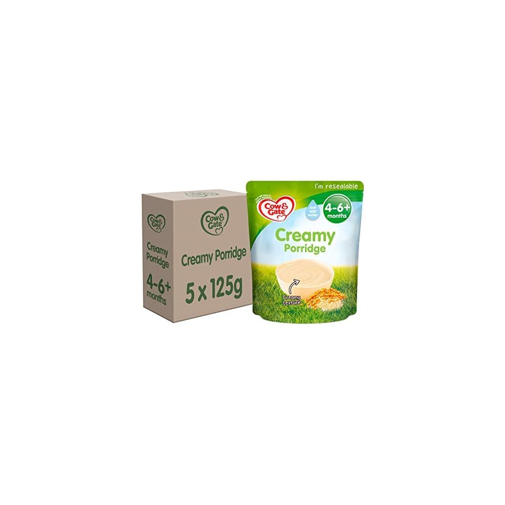 Cow & Gate Creamy Porridge Baby Food Cereal, 4-6+ Months, 125g (Pack of 5)