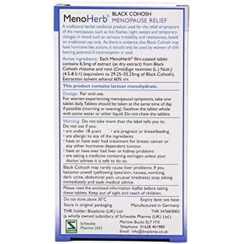 Menoherb Balck Cohosh Root Extract 6.5mg - 30 Tablets 1