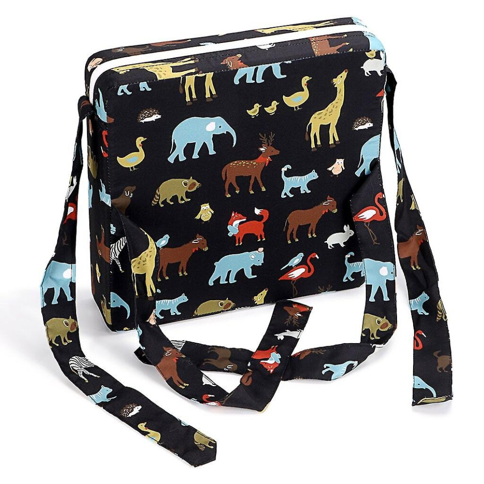 ( Animal) Toddler Booster Cushion Baby Chair Pad Heightening Dining Chair Cushion Cartoon Seat Mat Black