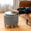 Costway Round Storage Ottoman with Tray  Fabric Sitting Stool w/ Soft Padding 7
