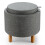 Costway Round Storage Ottoman with Tray  Fabric Sitting Stool w/ Soft Padding 1