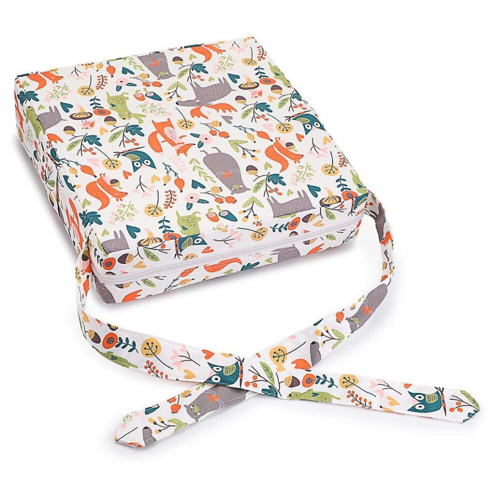 ( Animal Forest) Toddler Booster Cushion Baby Chair Pad Heightening Dining Chair Cushion Cartoon Seat Mat White