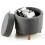 Costway Round Storage Ottoman with Tray  Fabric Sitting Stool w/ Soft Padding 10