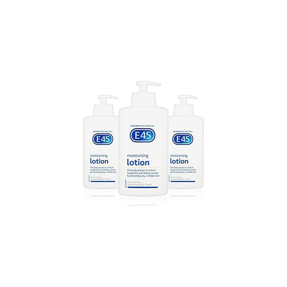 E45 MOISTURISER Dermatological Lotion 500ml with Pump (pack of 3)