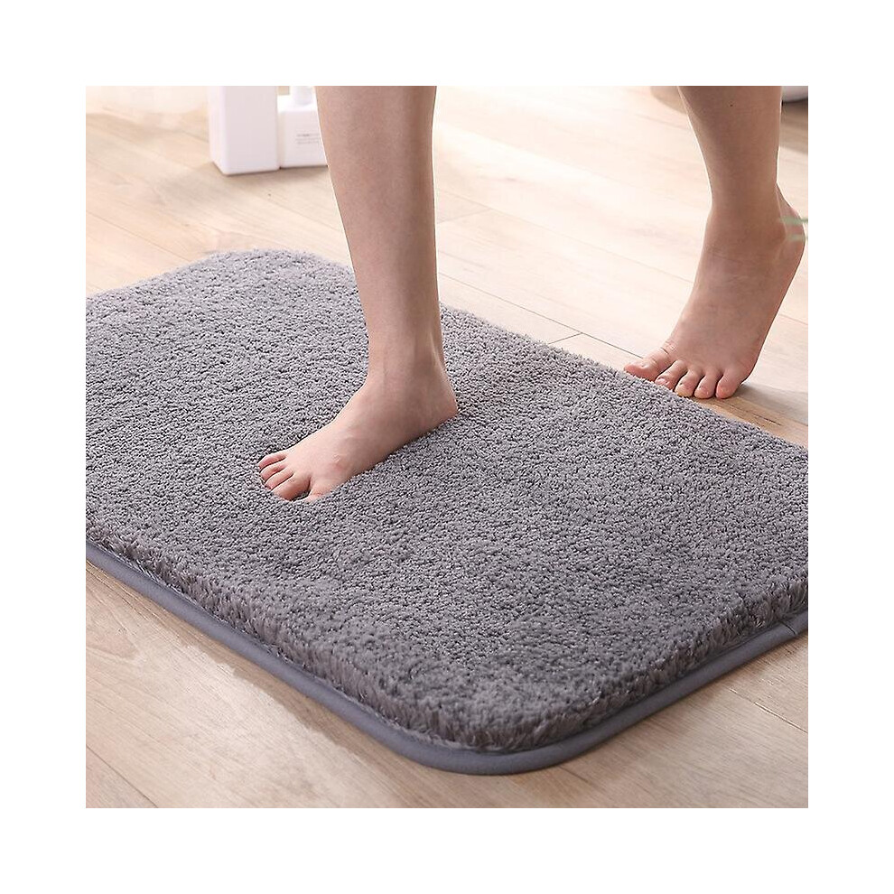 (Grey) Bath Mat Floor Mat Bathroom Rug Anti Slip Thick Doormat Absorbent Bedroom Carpet