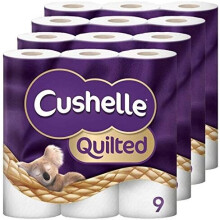 Cushelle Quilted 9 Roll Toilet Roll Tissue Paper (4 Packs (36 Rolls))