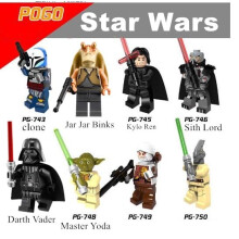 8PCS Star Wars Minifigures Clone Darth Vader Sith Lord Master Yoda Jar Jar Binks Mini Figures Fit Lego Toy Collection