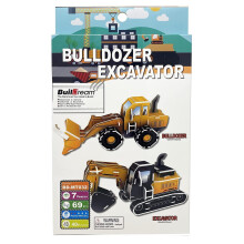 Edu-Sci Building Vehicles 69 Piece Ages 7+ 3D Puzzle - Bulldozer & Excavator