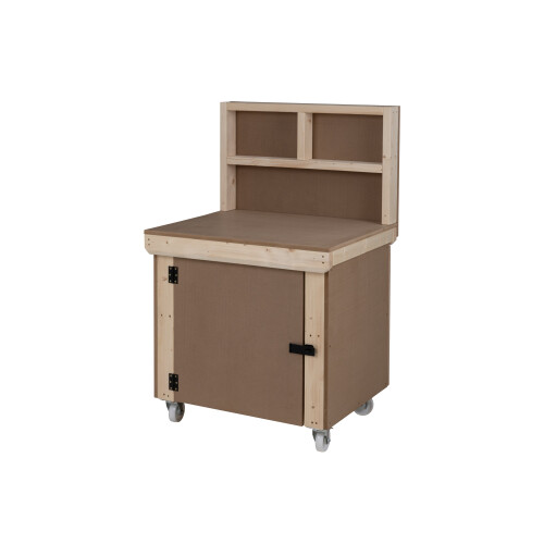 (3ft, Standard Legs) Wooden MDF Top Workbench With Lockable Cupboard And Back Panel 1