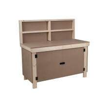 (6ft, Standard Legs) Wooden MDF Top Workbench With Lockable Cupboard And Back Panel