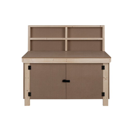 (6ft, Standard Legs) Wooden MDF Top Workbench With Lockable Cupboard And Back Panel 1