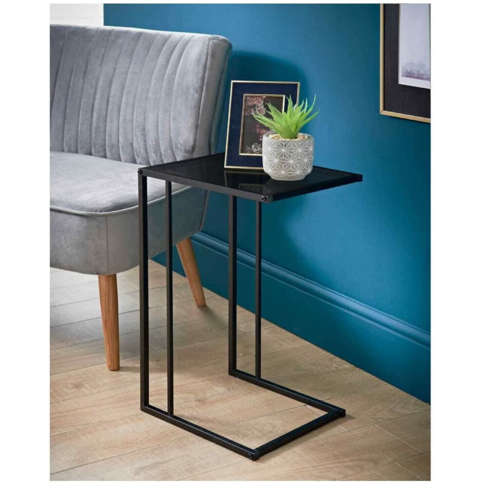 Black C-Shaped Sofa Side End Table Office Laptop Desk Bedside Tables G-0378