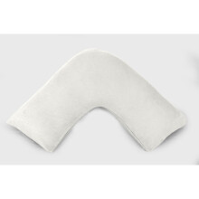 (Cream) V Shaped Pillow with Free Flannel V Pillowcase 100% Brushed Cotton V Pillowcase Cuddly Warm Cosy Pregnancy Nursing Support Pillow in 74 x 34cm