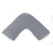 (Silver) V Shaped Pillow with Free Flannel V Pillowcase 100% Brushed Cotton V Pillowcase Cuddly Warm Cosy Pregnancy Nursing Support Pillow in 74 x 34cm