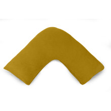 (Mustard) V Shaped Pillow with Free Flannel V Pillowcase 100% Brushed Cotton V Pillowcase Cuddly Warm Cosy Pregnancy Nursing Support Pillow in 74 x 34cm