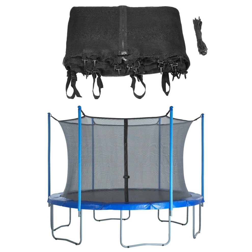 (15 Ft - 4.57 m, 6 Poles / 3 Arches) Trampoline Replacement Enclosure Surround Safety Net | Protective Inside Netting with Adjustable Straps | Compati