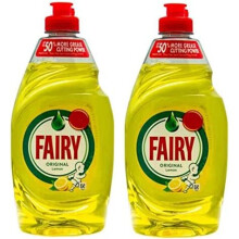 Fairy Original Lemon Washing Up Liquid | Pack of 2 x 433 ml | Dishes Grease Cleaner