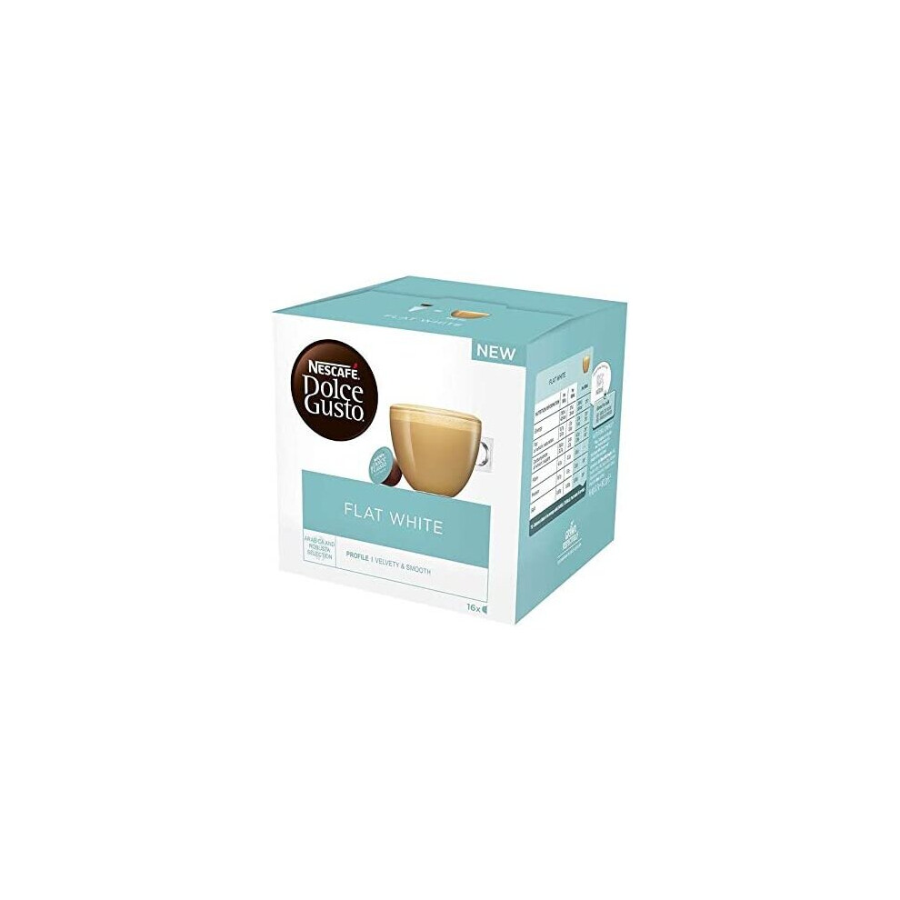 Nescafe Dolce Gusto Flat White Coffee Pods / Capsules (6 Boxes - 96 Pods)