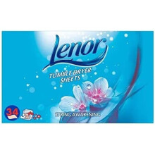 Lenor Fabric Tumble Dryer Sheets Spring Awakening, Helping Protect Your Clothes, 34 Sheets, Pack of 12