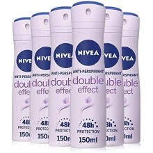 NIVEA Anti-Perspirant Deodorant Spray Double Effect Pack of 6 (6 x 150ml), 48hr Deodorant for Women, Protection & Smooth Underarms, Anti-Perspirant