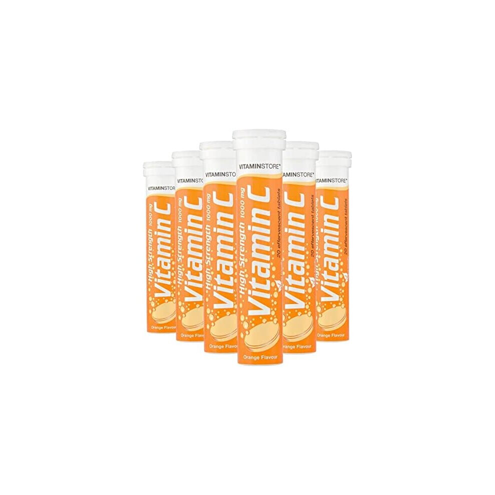 120 Vitamin C Orange 1000mg Effervescent Tablets *6 Packs of 20* HIGH Strength