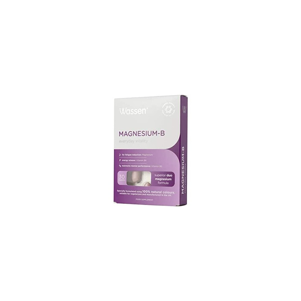 Wassen Magnesium-B Everyday Vitality | Duo Magnesium Formula - 338Mg | With B Vitamin Complex, Vitamin C & Folic Acid | 30 Tablets