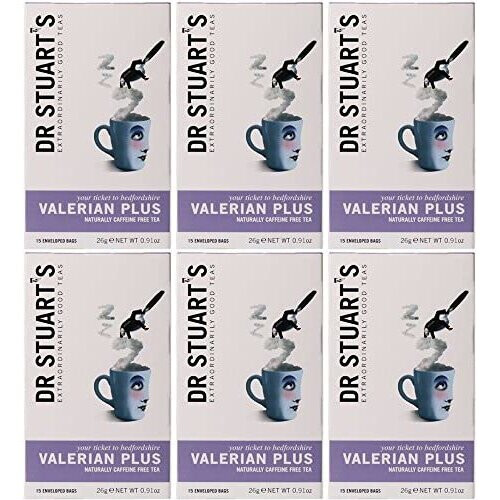 (6 PACK) - Dr Stuarts - Valarian Plus Herbal Tea | 15 Bag | 6 PACK BUNDLE