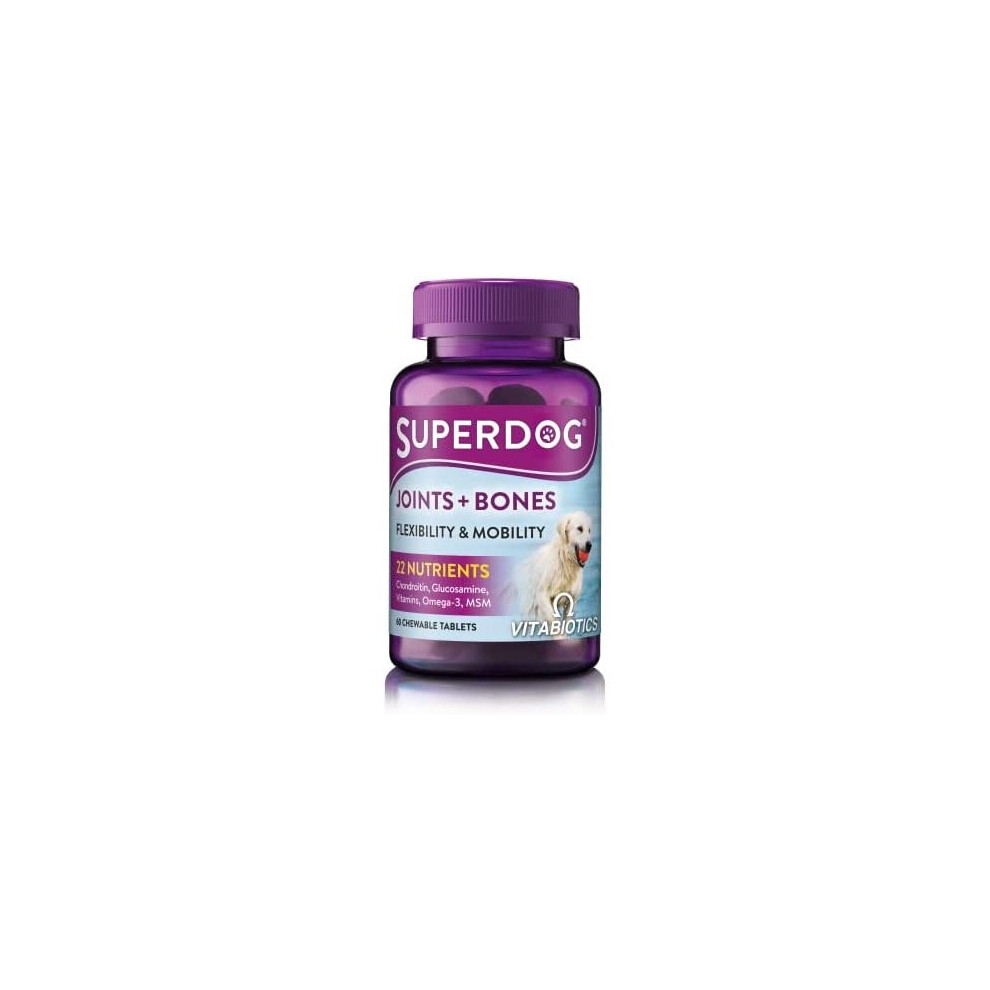 Vitabiotics | Superdog Joints & Bones | Joint Supplement For Dogs, With Glucosamine, Calcium & Green Lipped Mussel | From UK's No.1 Vitamin Company