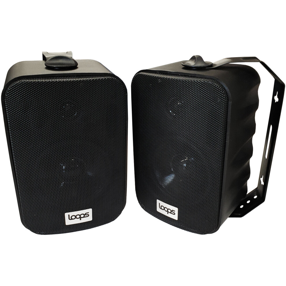 120W 5" Active Bluetooth Wall Speakers - Pair of Black Stereo Wireless Music Streaming Speakers - Bookshelf or Wall Mounted
