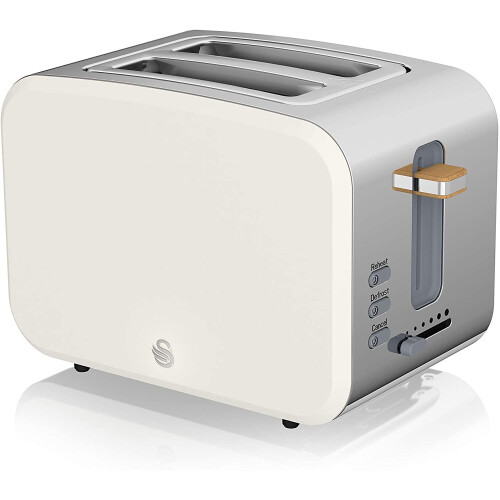 (White) Soft Touch and Matte Finish 2 Slice Toaster