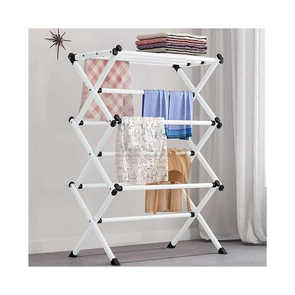 3 Tier Clothes Airer Dryer Large Drying Horse Rack Indoor Outdoor Laundry Stand White