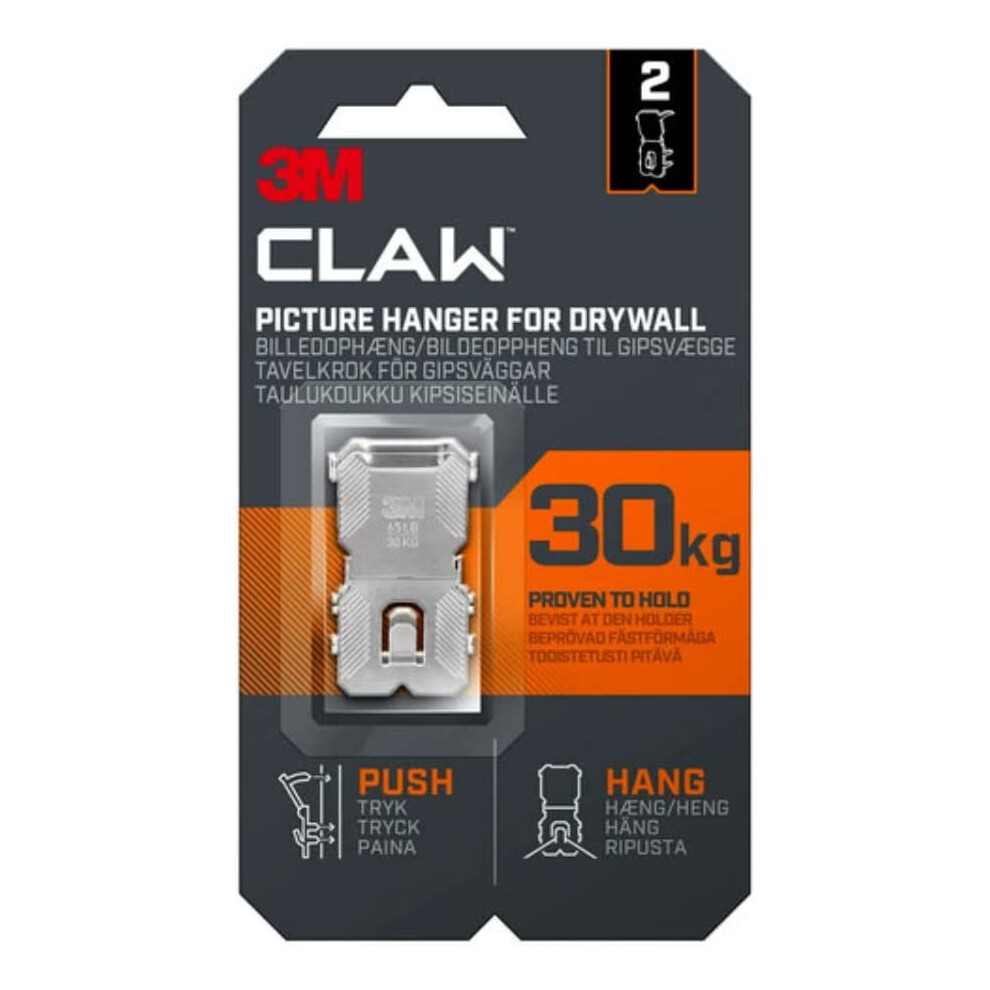 3M Claw Plasterboard, 3PH30-2UKN Picture Hanger 30 kg - 2 Hangers