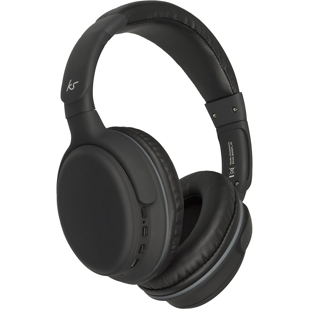 KitSound Wireless On-Ear Headphones with Built-In Microphone - Black