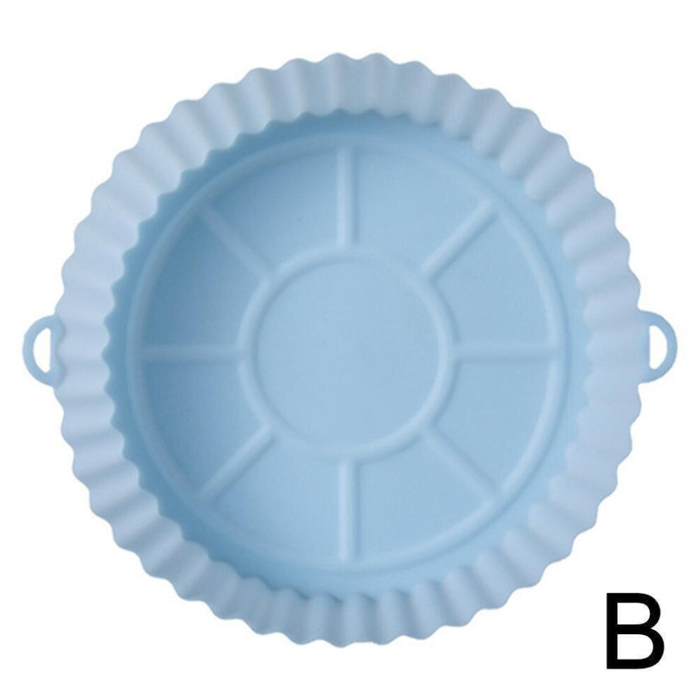 Ranpo (Blue) 18Cm Air Fryer Silicone Pot Air Fryer Basket Liner Non-Stick Oven Baking Tray Blue