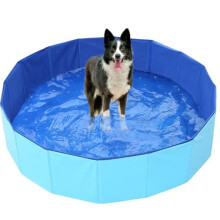 (Blue, 60x20cm) Dog Swimming Pool Pet Paddling Pool Large Foldable Portable Outdoor Gargen Pool